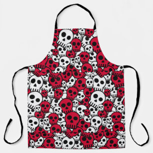 Cherry Gothic Skull Pattern Print Apron
