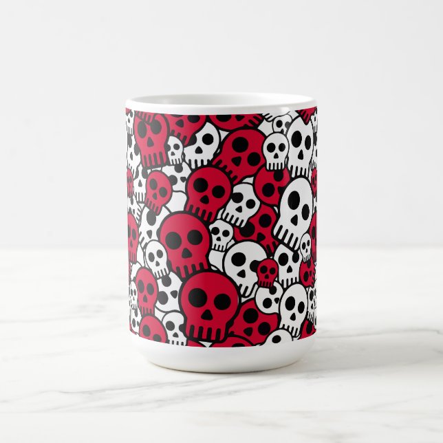 Cherry Gothic Skull Pattern Print Coffee Mug (Center)