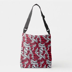 Cherry Gothic Skull Pattern Print Crossbody Bag