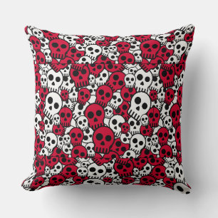 Cherry Gothic Skull Pattern Print Cushion