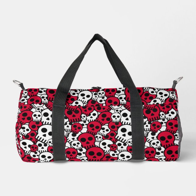 Cherry Gothic Skull Pattern Print Duffle Bag (Front)