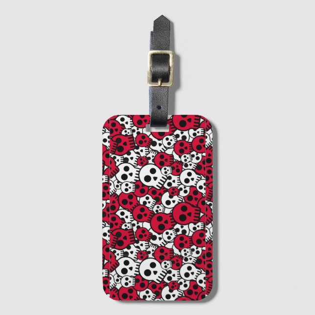 Cherry Gothic Skull Pattern Print Luggage Tag (Front Vertical)