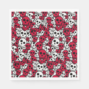 Cherry Gothic Skull Pattern Print Napkin