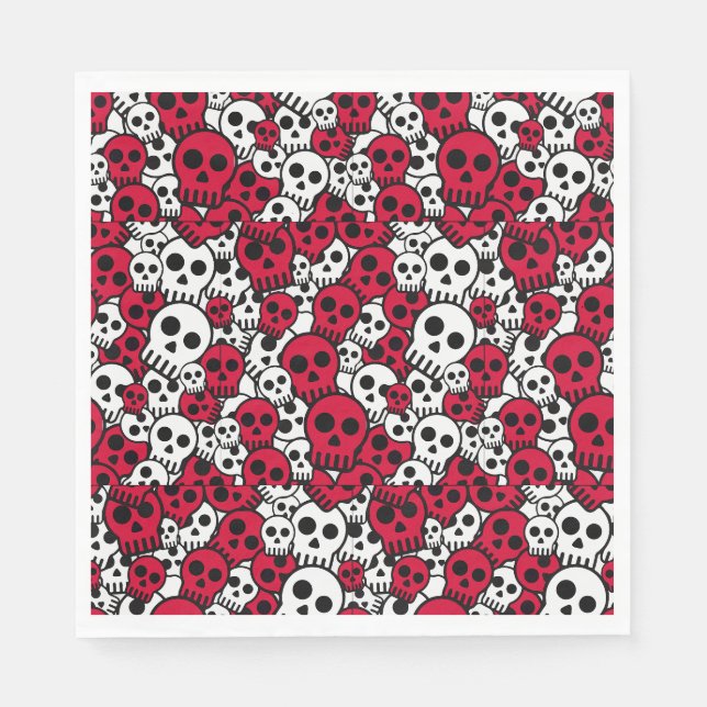 Cherry Gothic Skull Pattern Print Napkin (Front)