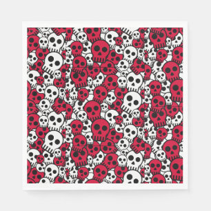Cherry Gothic Skull Pattern Print Napkin
