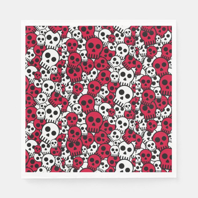 Cherry Gothic Skull Pattern Print Napkin (Front)