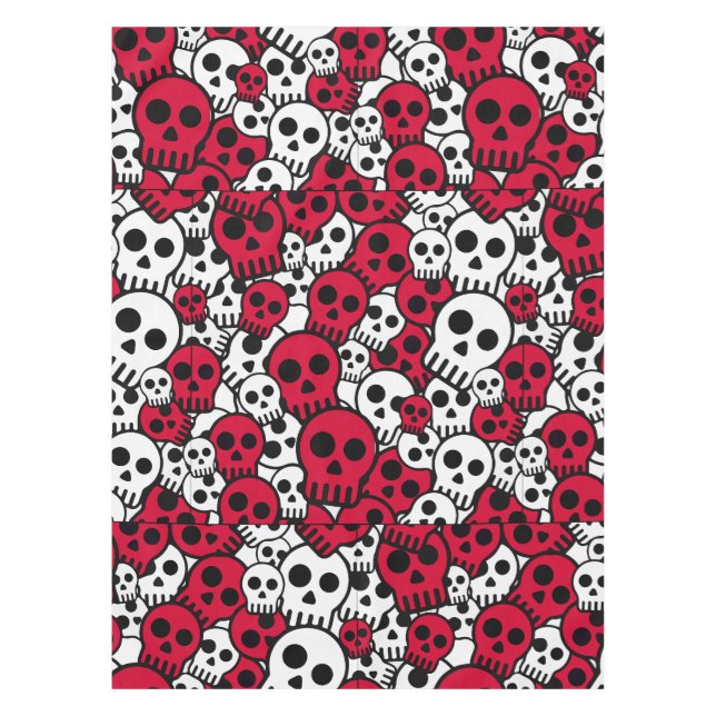 Cherry Gothic Skull Pattern Print Tablecloth (Front)