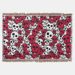Cherry Gothic Skull Pattern Print Throw Blanket
