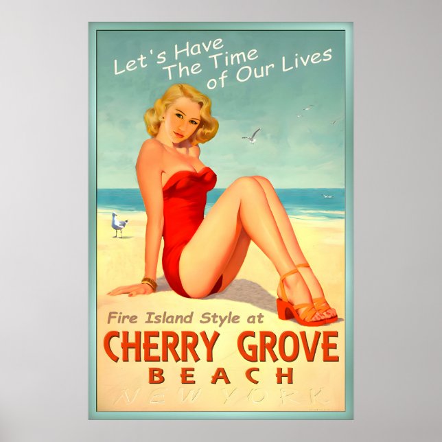 Cherry Grove Beach Long Island New York Pin U Poster (Front)