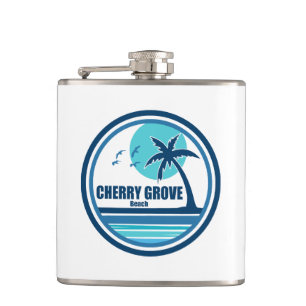 Cherry Grove Beach South Carolina Palm Tree Birds Hip Flask