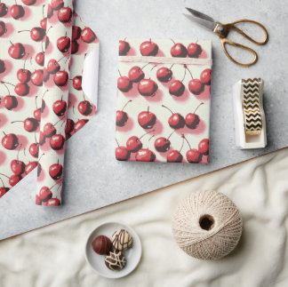 Cherry Halftone  Wrapping Paper