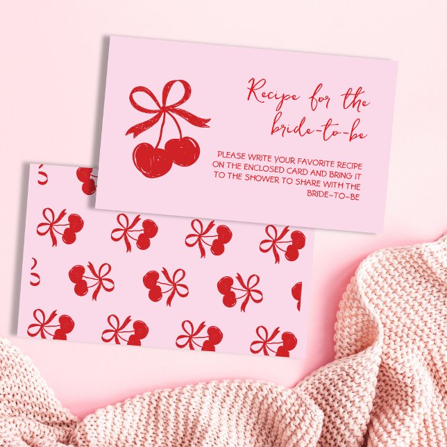 Cherry Hand Drawn Bridal Shower Recipe Enclosure Card (Cherry Hand Drawn Bridal Shower Recipe Enclosure Card)