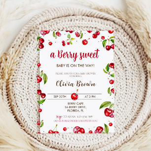Cherry Heart Baby Shower Invitation
