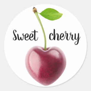 Cherry heart classic round sticker