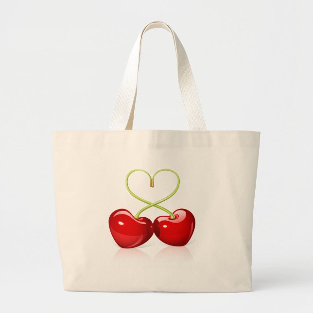 Cherry Heart Large Tote Bag (Front)