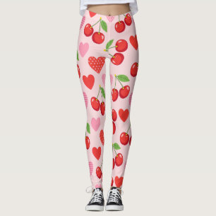 Cherry & Heart Seamless Pattern Leggings