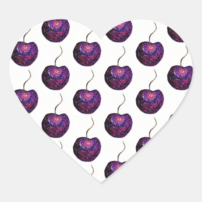 Cherry Heart Shaped Sticker (Front)