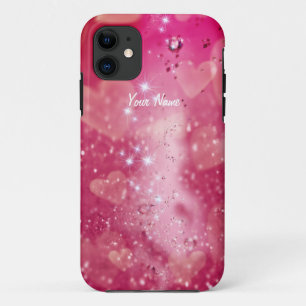 Cherry Heart Sparkle -Customise iPhone 11 Case