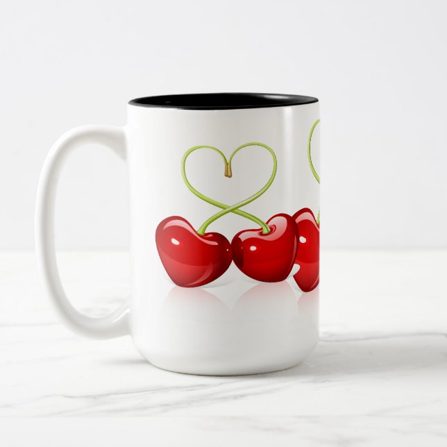 Cherry Heart Two-Tone Coffee Mug (Left)