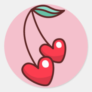 Cherry Hearts Classic Round Sticker