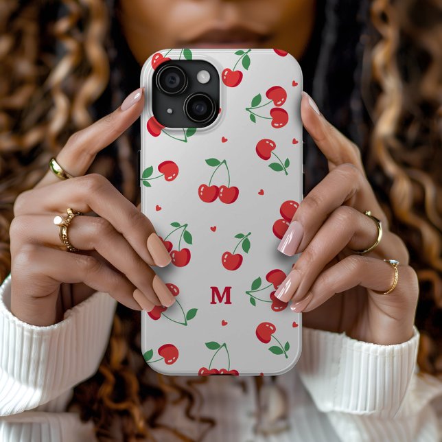Cherry Hearts Custom Monogram Case-Mate iPhone Case (Creator Uploaded)