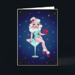 Cherry Holiday Martini Girl<br><div class="desc">Ultra cute and glamourous,   Hollywood startlet style blonde bombshell Pinup girl sitting atop a martini! She wears a sweet pillbox hat and holds a deep red cherry. Inspired by vintage pinup of the 1950's. Original artwork by Claudette Barjoud,  a.k.a Miss Fluff of the brand Fluff!</div>