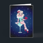 Cherry Holiday Martini Girl<br><div class="desc">Ultra cute and glamourous,   Hollywood startlet style blonde bombshell Pinup girl sitting atop a martini! She wears a sweet pillbox hat and holds a deep red cherry. Inspired by vintage pinup of the 1950's. Original artwork by Claudette Barjoud,  a.k.a Miss Fluff of the brand Fluff!</div>