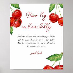 Cherry How Big Is Her Belly Baby Shower Game Poster