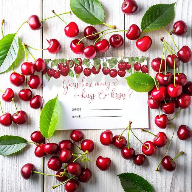 Cherry How Many Hugs & Kisses Bridal Game Enclosure Card (Creator Uploaded)
