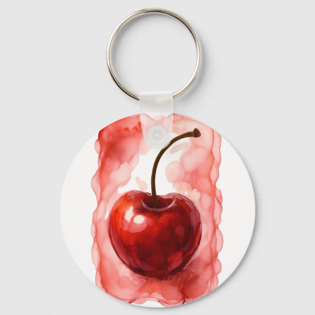 Cherry in Alcohol Ink Key Ring (Front)