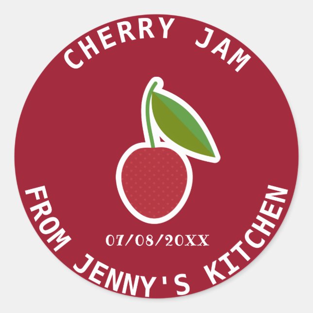 Cherry Jam Classic Round Sticker (Front)