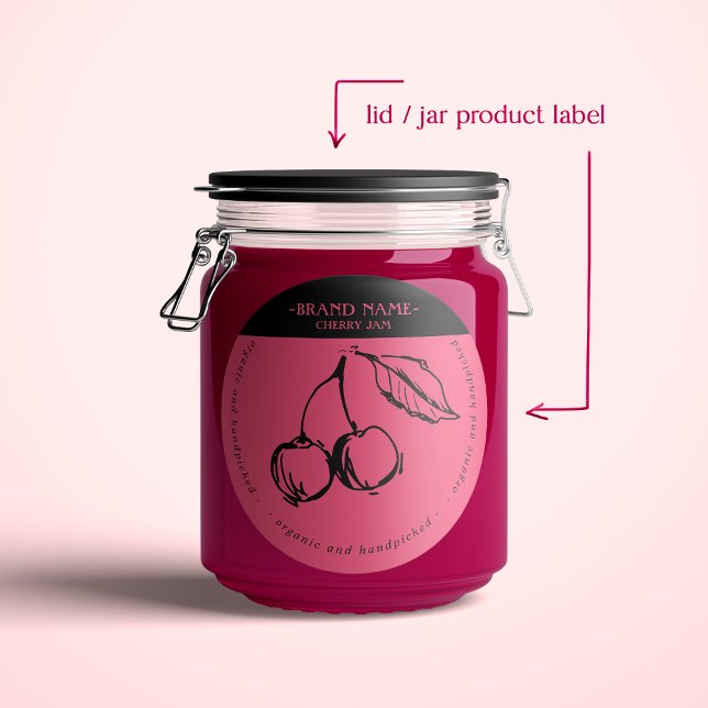 Cherry Jam Jar Label Packaging Design (Creator Uploaded)