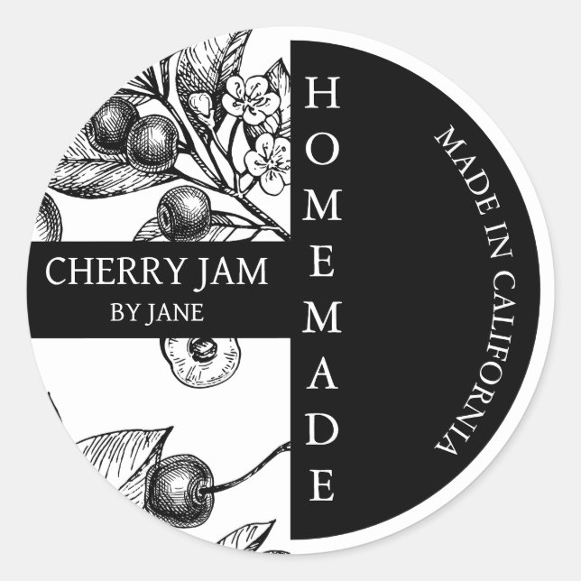 Cherry Jam Sketch Modern Business Label (Front)