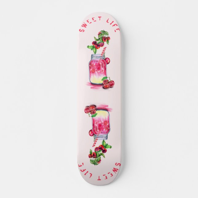 Cherry Juice Cool Drink Fruits Summer Skateboard (Front)