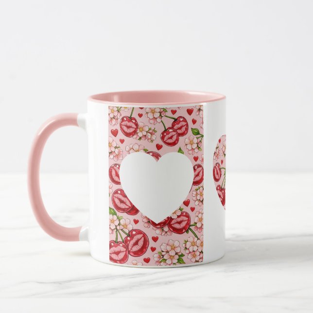 Cherry Kiss Heart Mug (Left)