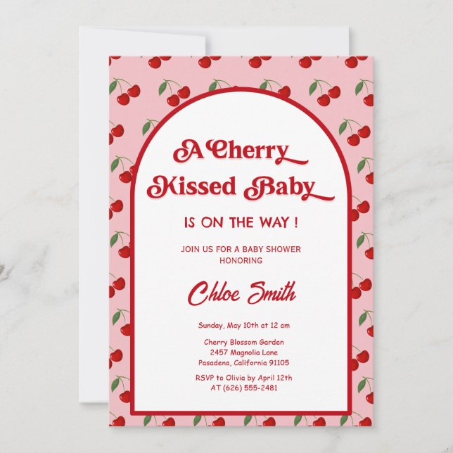 Cherry Kissed Baby Shower  Invitation (Front)