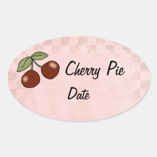 Cherry Kitchen Lables Oval Sticker (Front)
