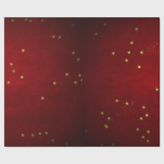 Cherry Lacquer Golden Star  Wrapping Paper