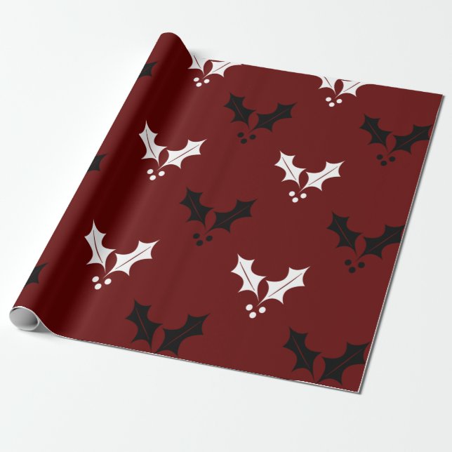 Cherry Leaves Pattern Wrapping Paper (Unrolled)