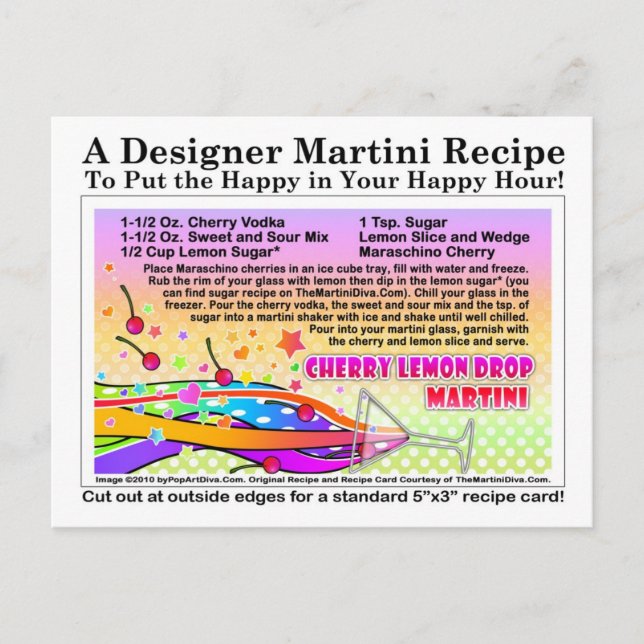 Cherry Lemon Drop Martini Recipe Postcard (Front)