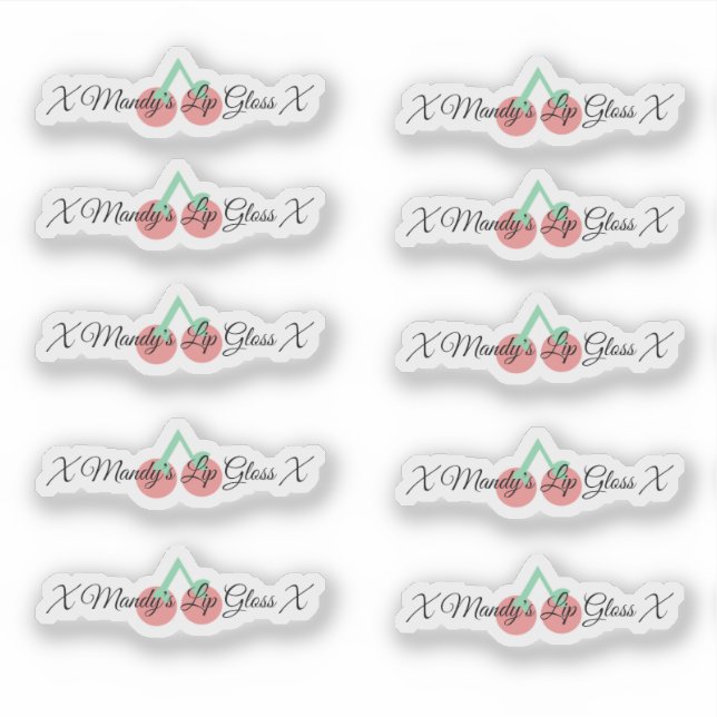 Cherry Lip Gloss Packaging  Logo  Sticker (Front)