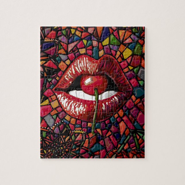 Cherry Lips Mosaic Jigsaw Puzzle (Vertical)