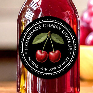 Cherry liqueur sticker for homemade recipe
