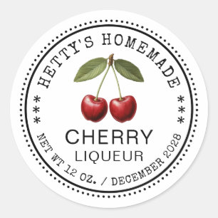 Cherry liqueur sticker with vintage cherries