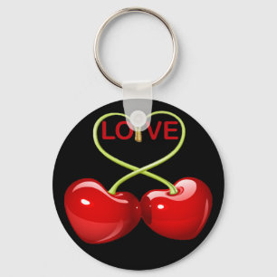 CHERRY LOVE HEARTS KEY RING