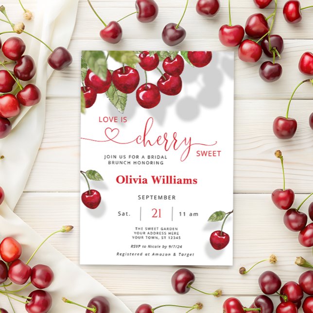 Cherry Love is Sweet Bridal Brunch Party Invitation (Creator Uploaded)
