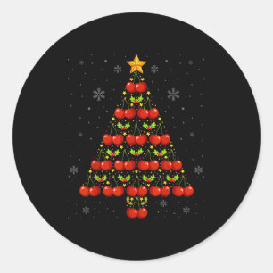 Cherry Lover Christmas Tree Lights Santa Hat Cherr Classic Round Sticker