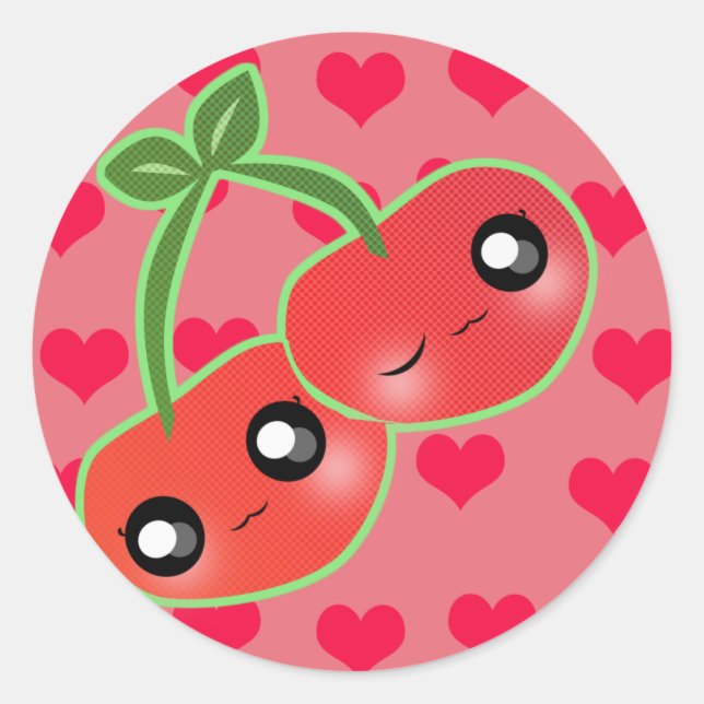 Cherry Luv! Classic Round Sticker (Front)