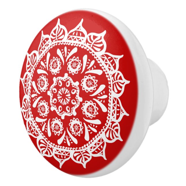 Cherry Mandala Ceramic Knob (Right)