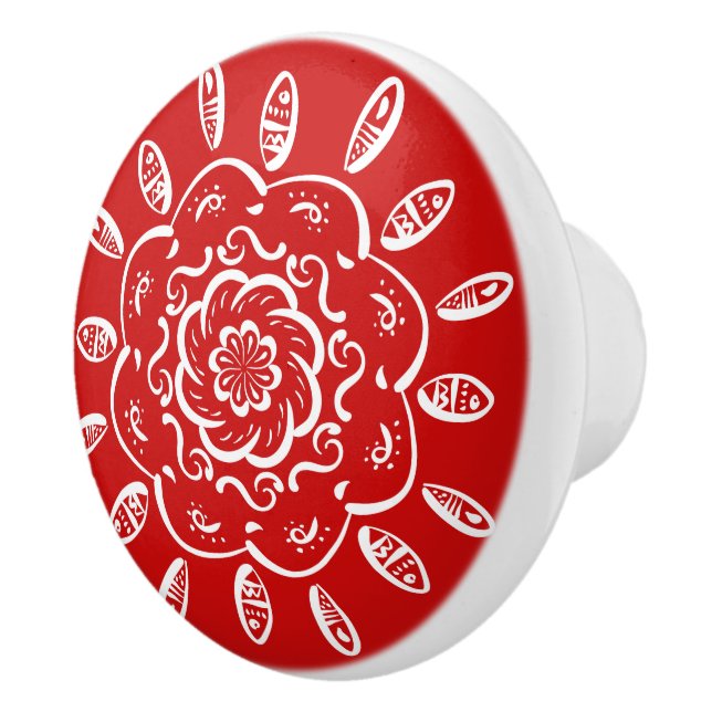 Cherry Mandala Ceramic Knob (Right)